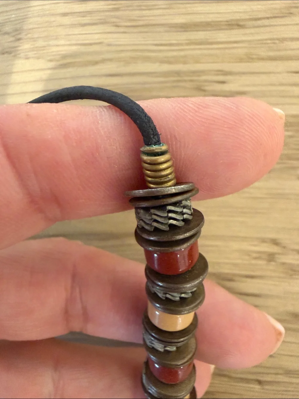 Cord Necklace with Multicolored Beads
